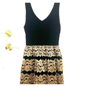 Love Ady Black Gold Floral Dress